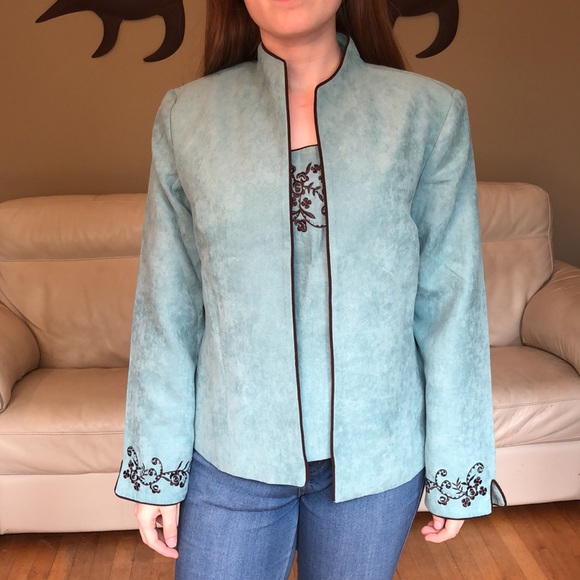 Coldwater Creek faux suede beaded top - Picture 6 of 8